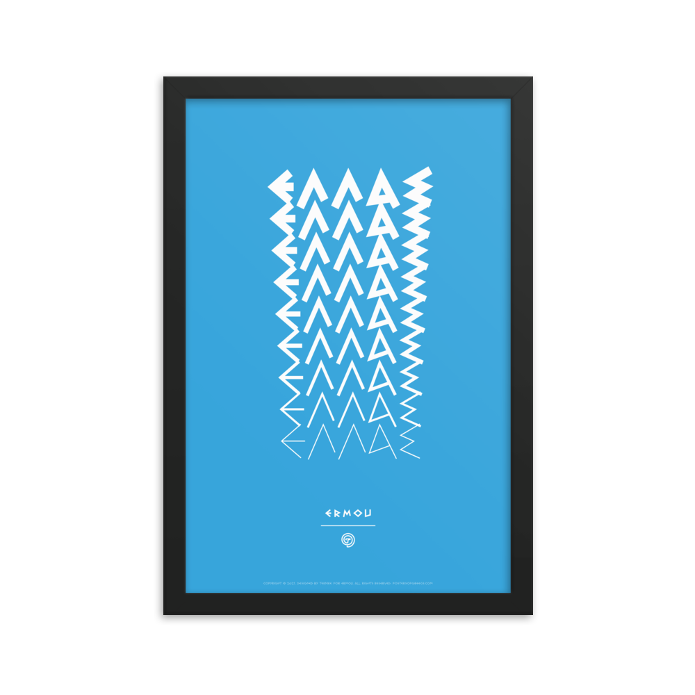 ELLAS Framed Poster (White/Cyan)