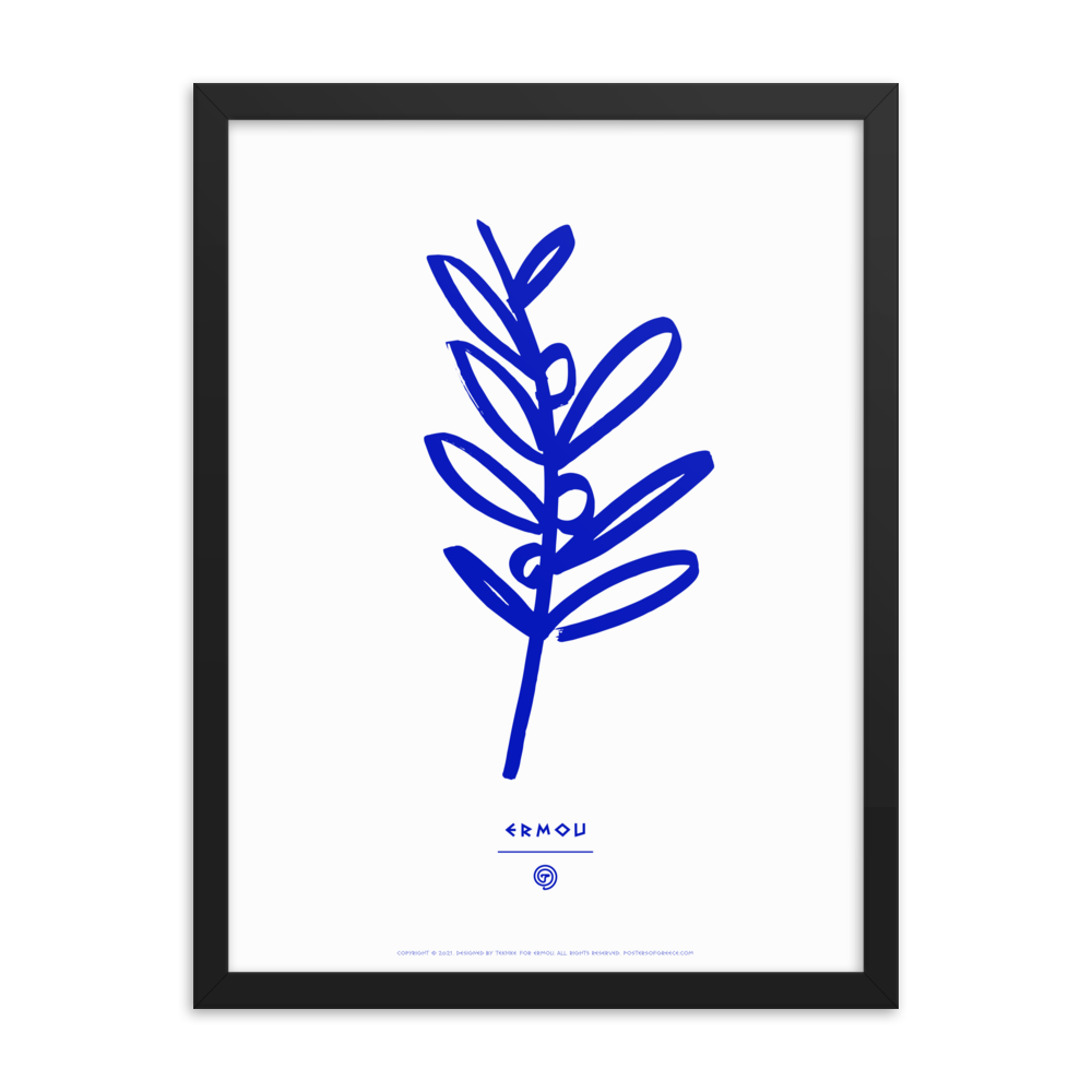 OLIVE BRANCH Framed Poster (Blue/White)