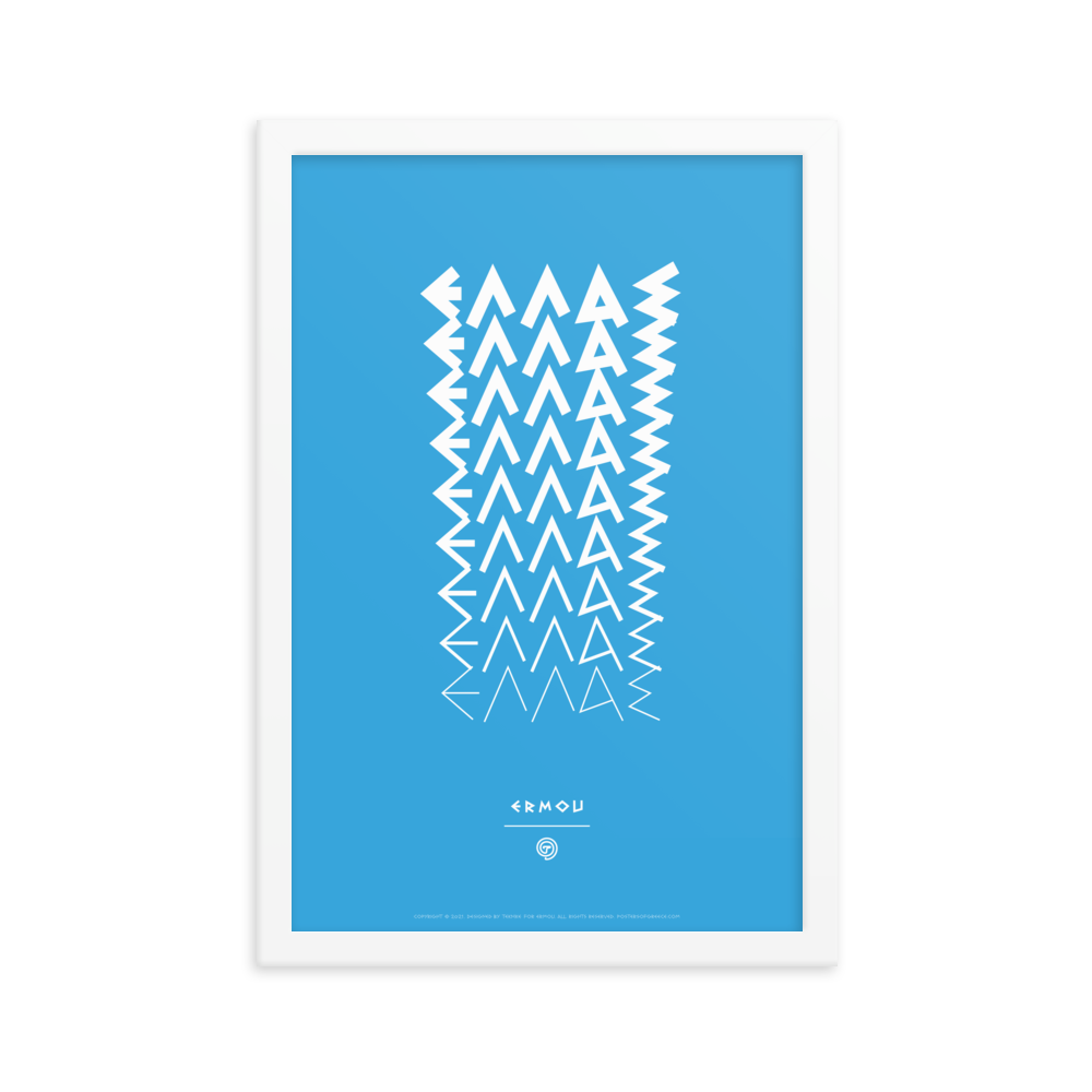 ELLAS Framed Poster (White/Cyan)