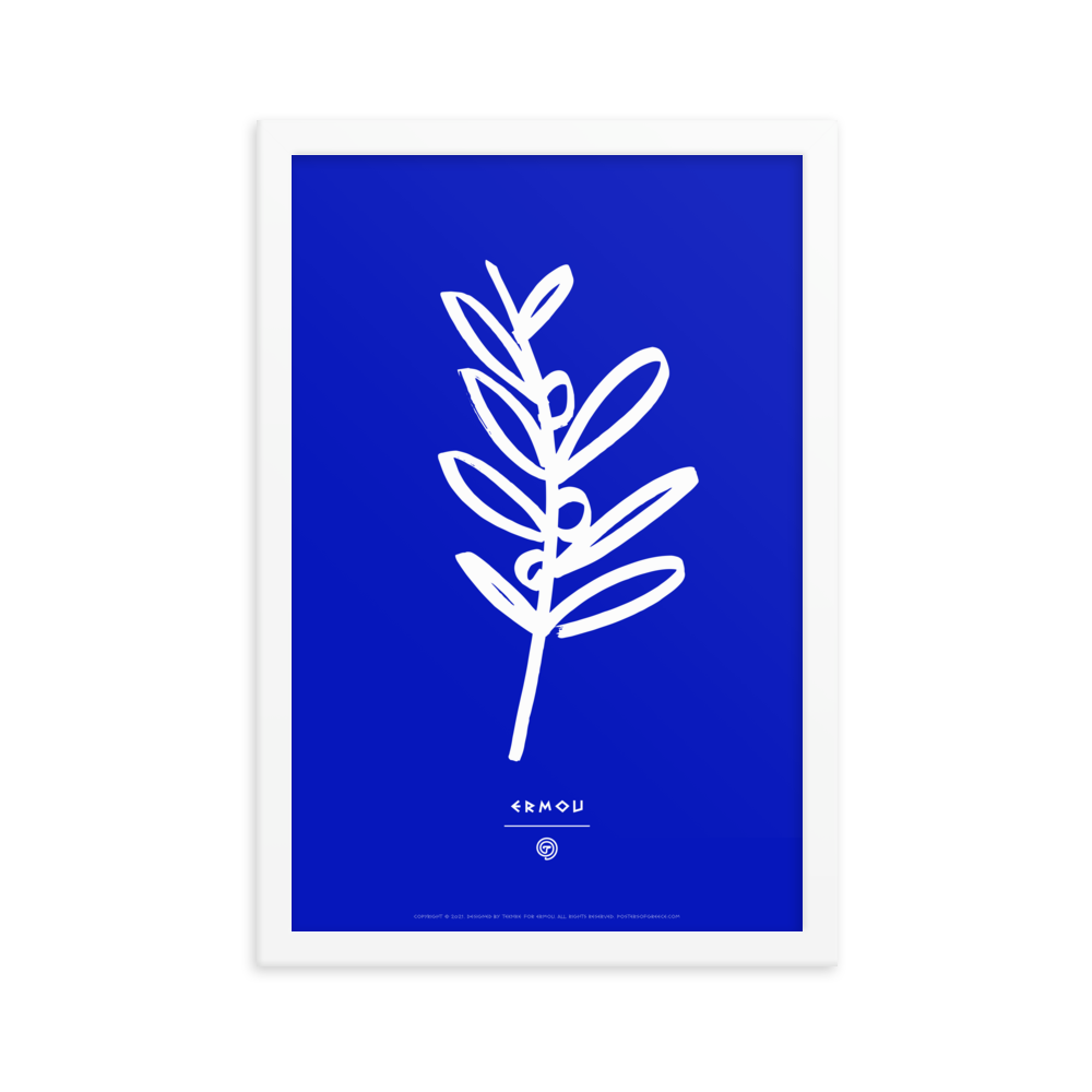OLIVE BRANCH Framed Poster (White/Blue)