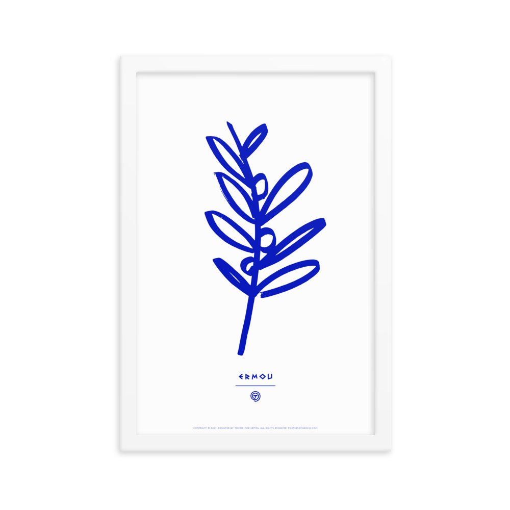 OLIVE BRANCH Framed Poster (Blue/White)