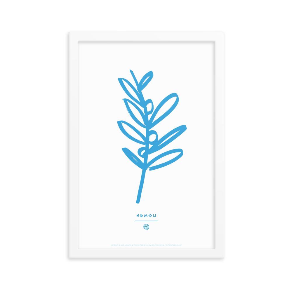 OLIVE BRANCH Framed Poster (Cyan/White)