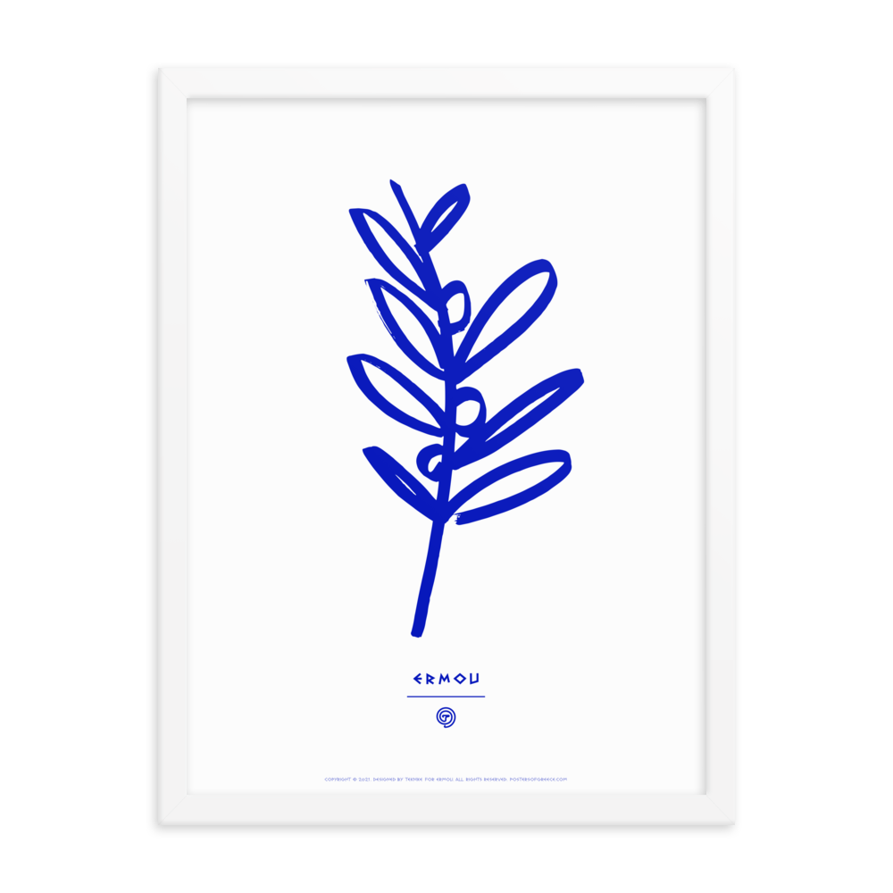 OLIVE BRANCH Framed Poster (Blue/White)
