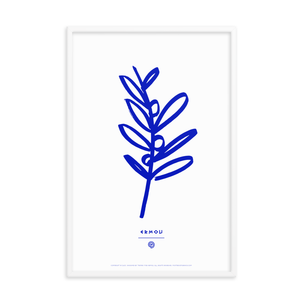 OLIVE BRANCH Framed Poster (Blue/White)