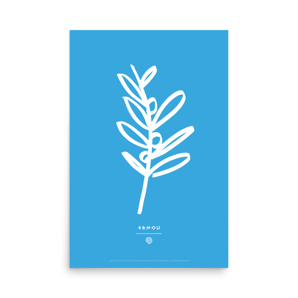 OLIVE BRANCH Poster (White/Cyan)