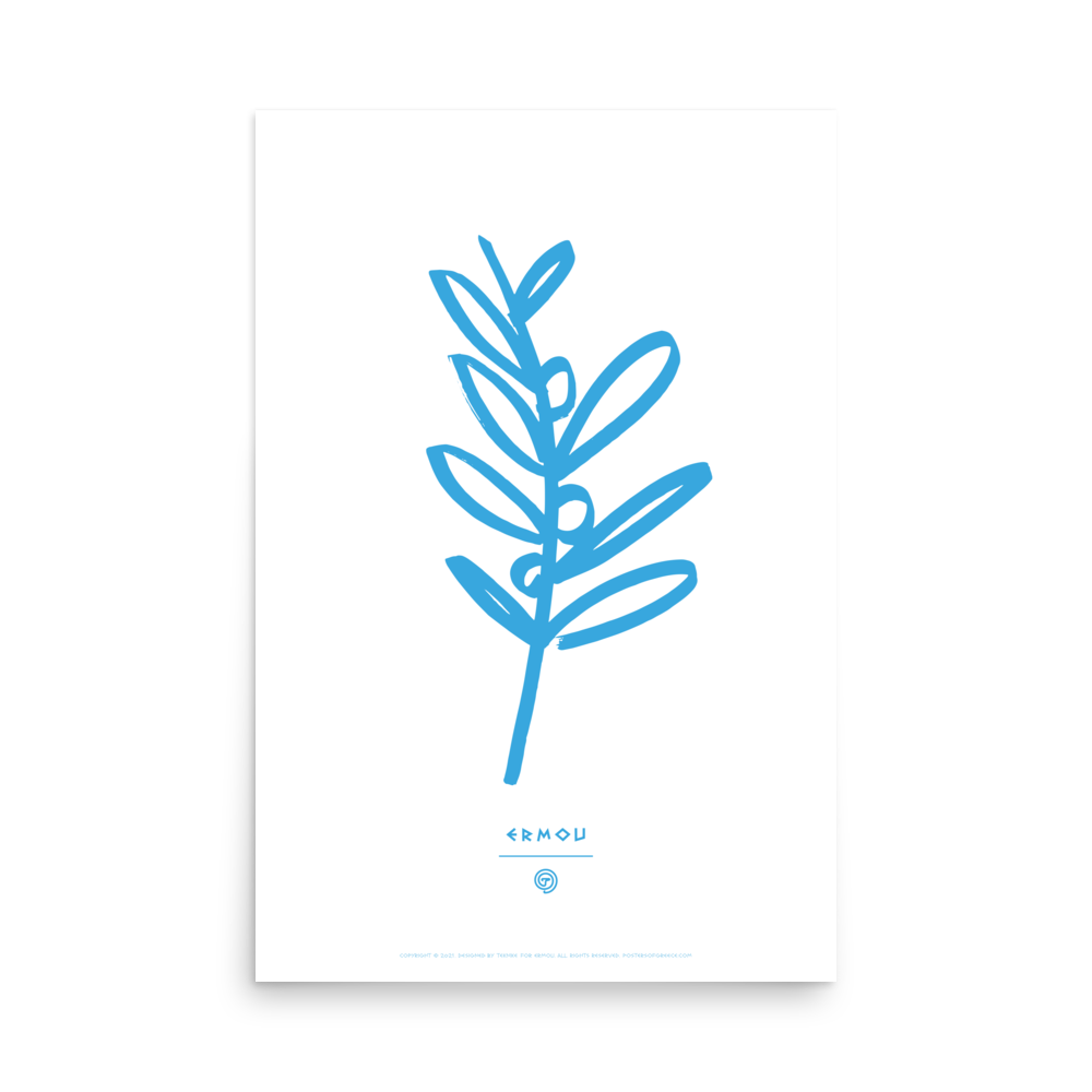 OLIVE BRANCH Poster (Cyan/White)