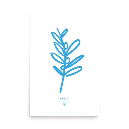 OLIVE BRANCH Poster (Cyan/White)