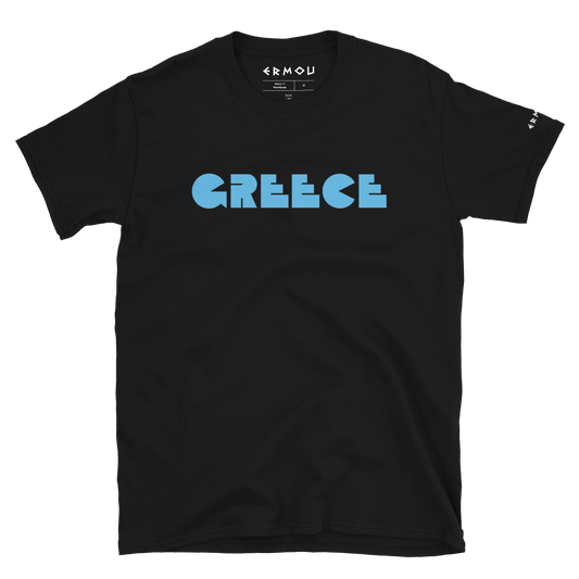 GREECE Retro Cyan Logo Dark Tee