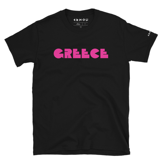 GREECE Retro Pink Logo Dark Tee