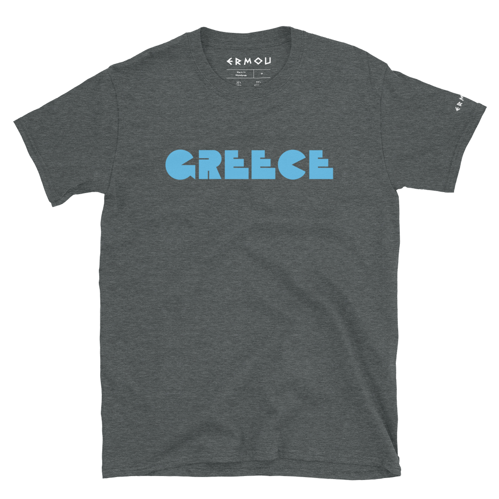 GREECE Retro Cyan Logo Dark Tee