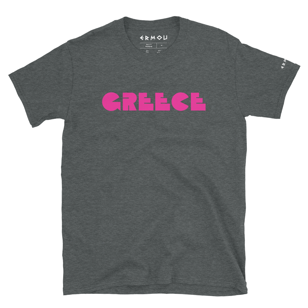 GREECE Retro Pink Logo Dark Tee