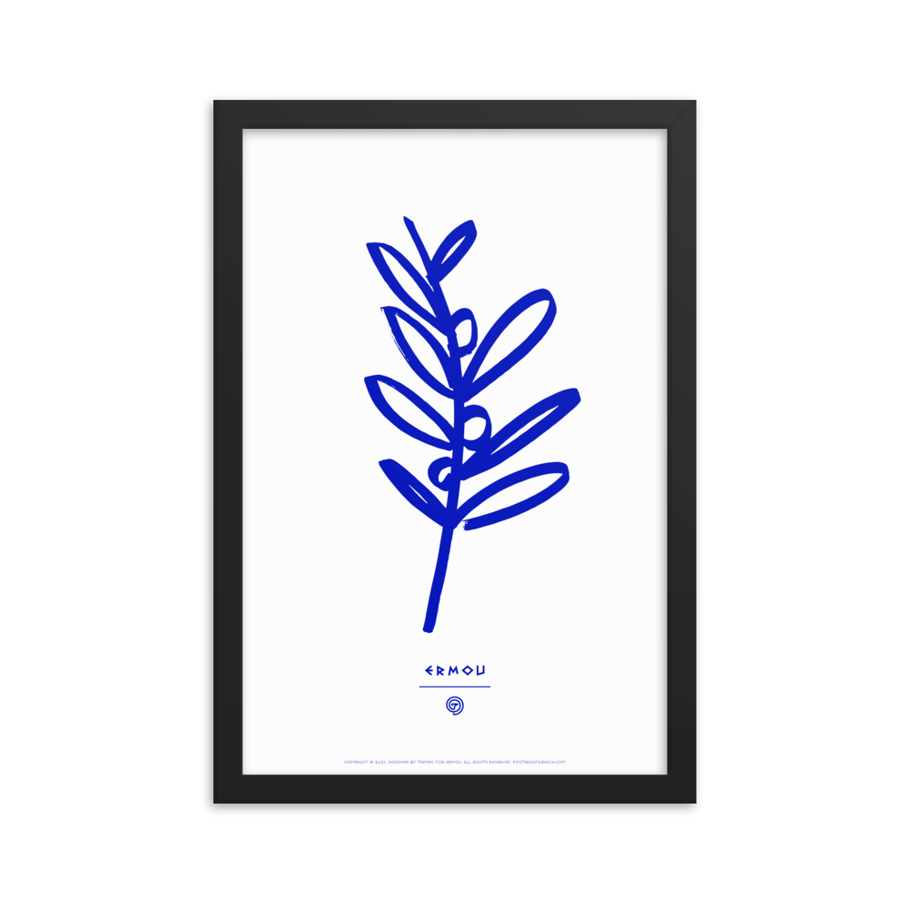 OLIVE BRANCH Framed Poster (Blue/White)