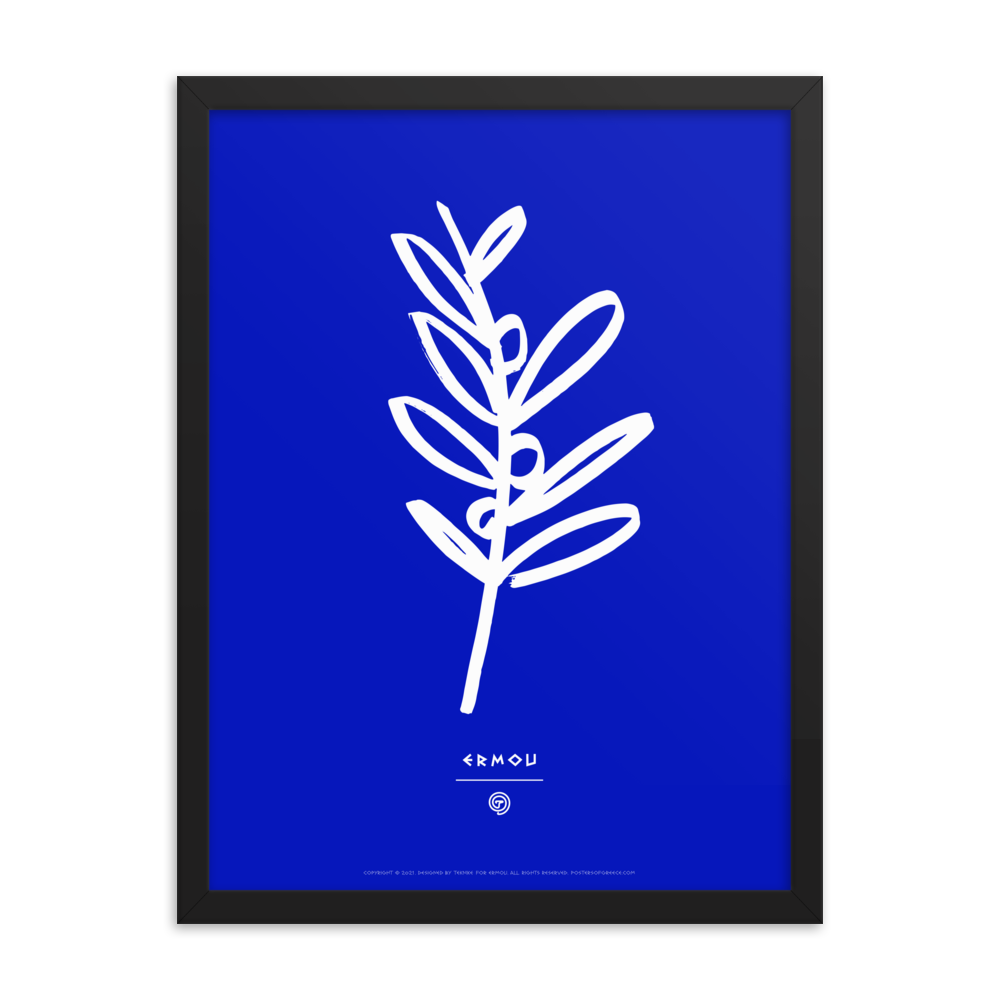 OLIVE BRANCH Framed Poster (White/Blue)
