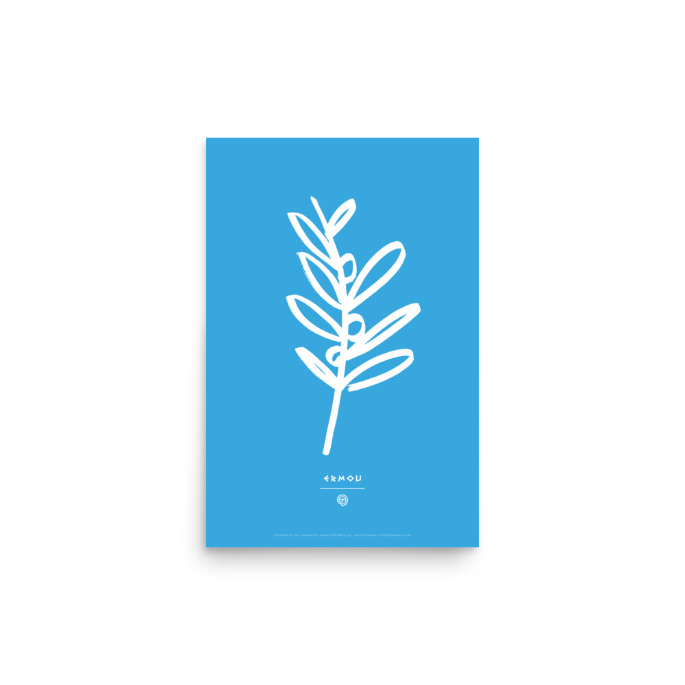 OLIVE BRANCH Poster (White/Cyan)