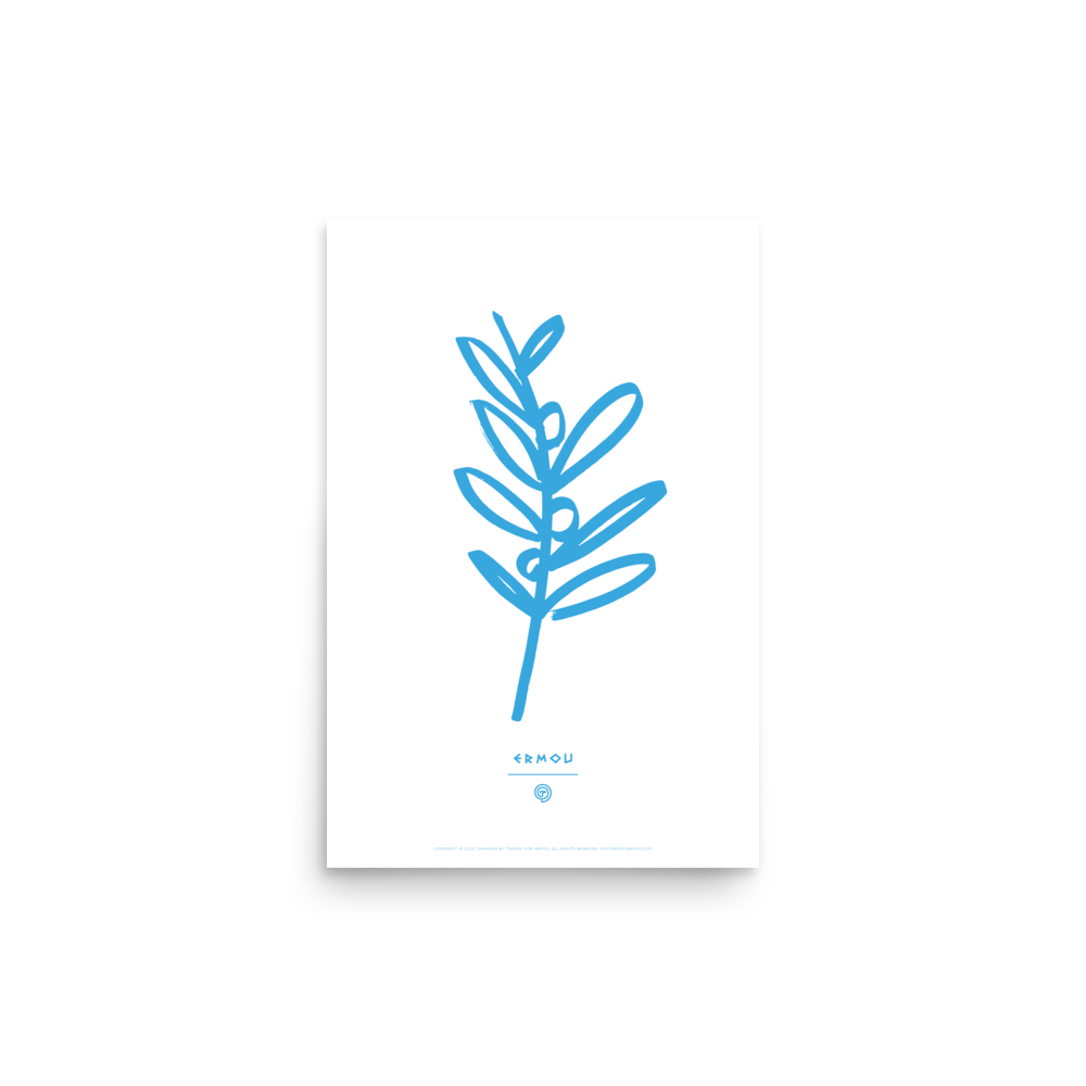 OLIVE BRANCH Poster (Cyan/White)