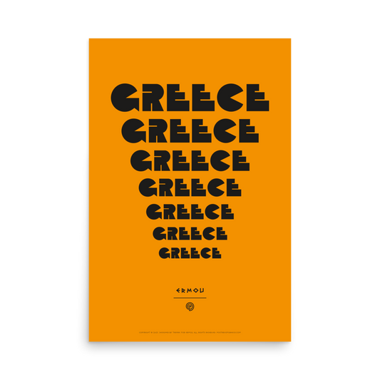 GREECE Retro Steps Poster (Black/Orange)