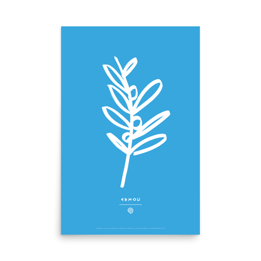 OLIVE BRANCH Poster (White/Cyan)