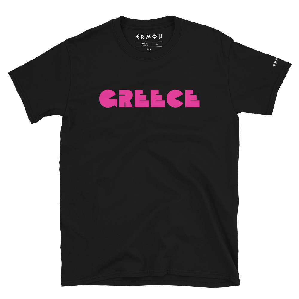 GREECE Retro Pink Logo Dark Tee