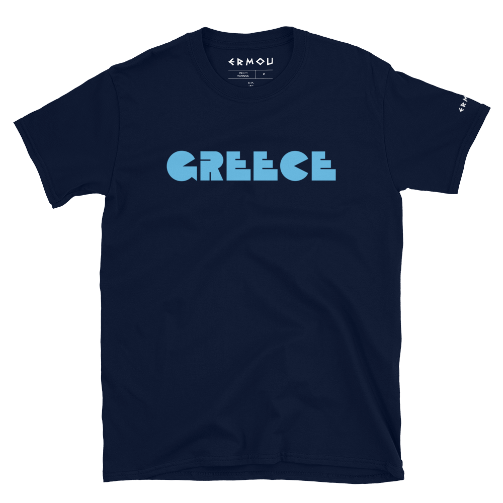 GREECE Retro Cyan Logo Dark Tee